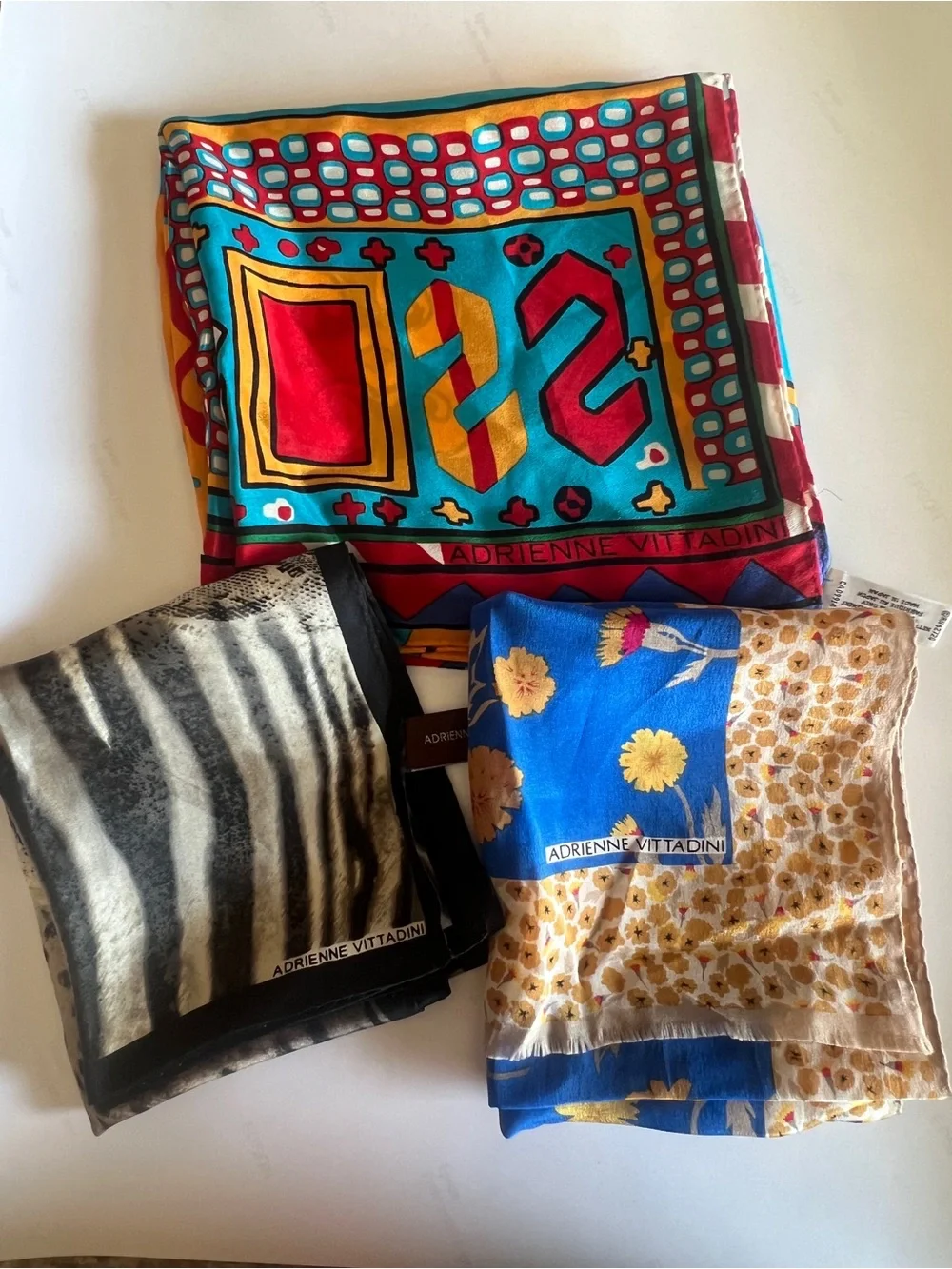 Vtg Adrienne Vittadini scarves set of 3